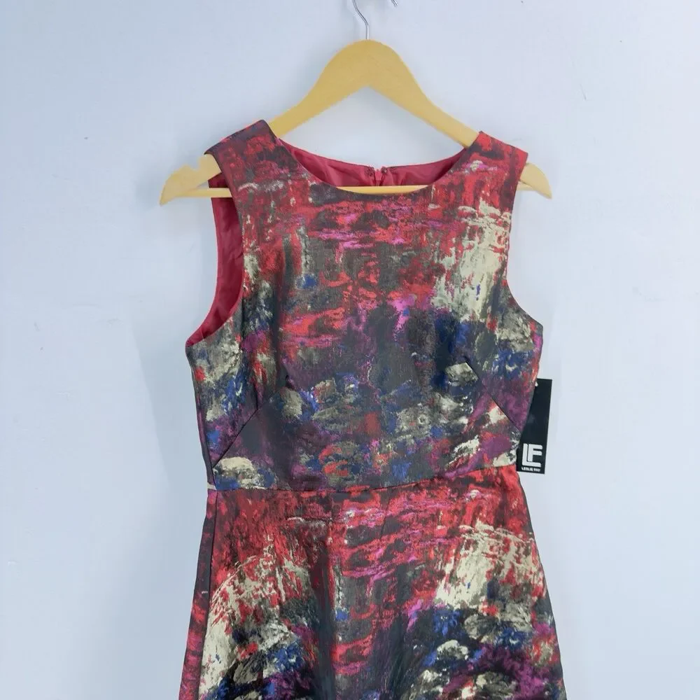 NEW  Leslie Fay Women Dress Striped Fit & Flare Black Gold Size 8 - Picture 9 of 17